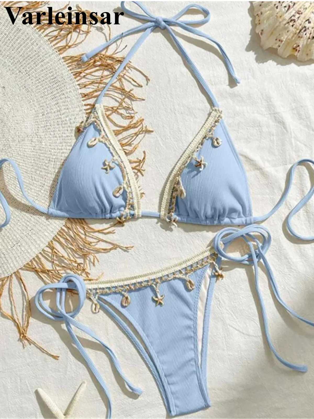 New Splicing Halter Strappy Brazilian Bikini Women Swimwear Female Swimsuit Two-pieces Bikini set Bather Bathing Suit Swim V6024XJ241223