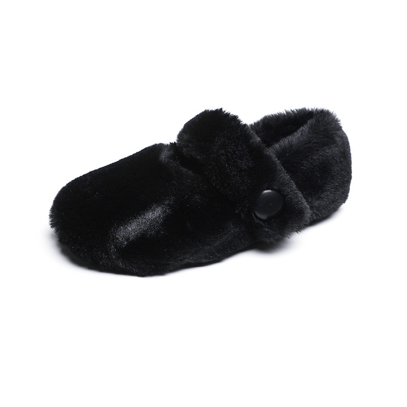 New strap flats 06250 Metal buckle women shallow round toe loafers 2023 white wool fur cotton moccasins winter mary janes shoes woman