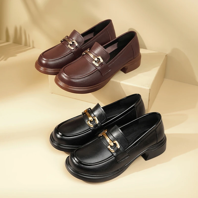 AIYUQI Loafers Women Genuine Leather Spring Shoes Women Casual British Style Slip-on Ladies Shoes