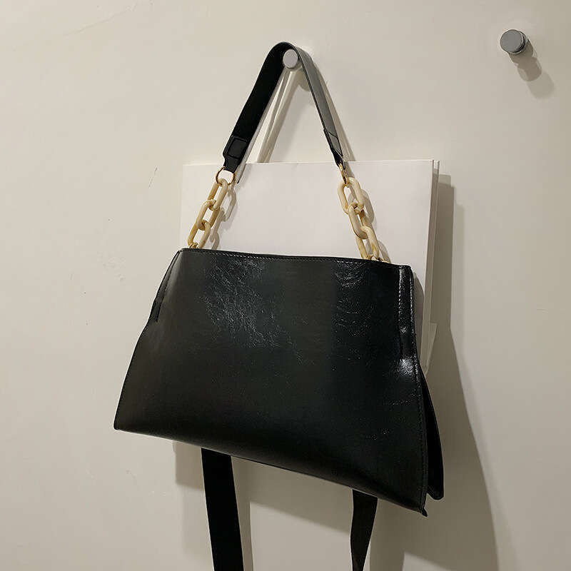 Large Capacity Textured Women's Autumn And Winter New Simple Solid Color Feeg Tote Large Casual Shoulder Bag