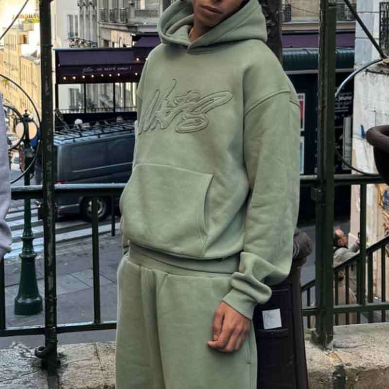 Y2K street niche hip-hop style with personalized and creative letter print pullover hoodie set