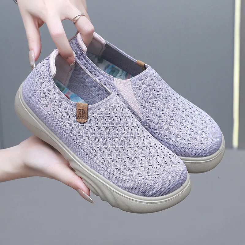 2025 New Women's Vulcanized Autumn Round Head Flat Shoes Mesh Breathable Women's Fishing Shoes Platform Casual Sports Shoes Trendy Casual Sh