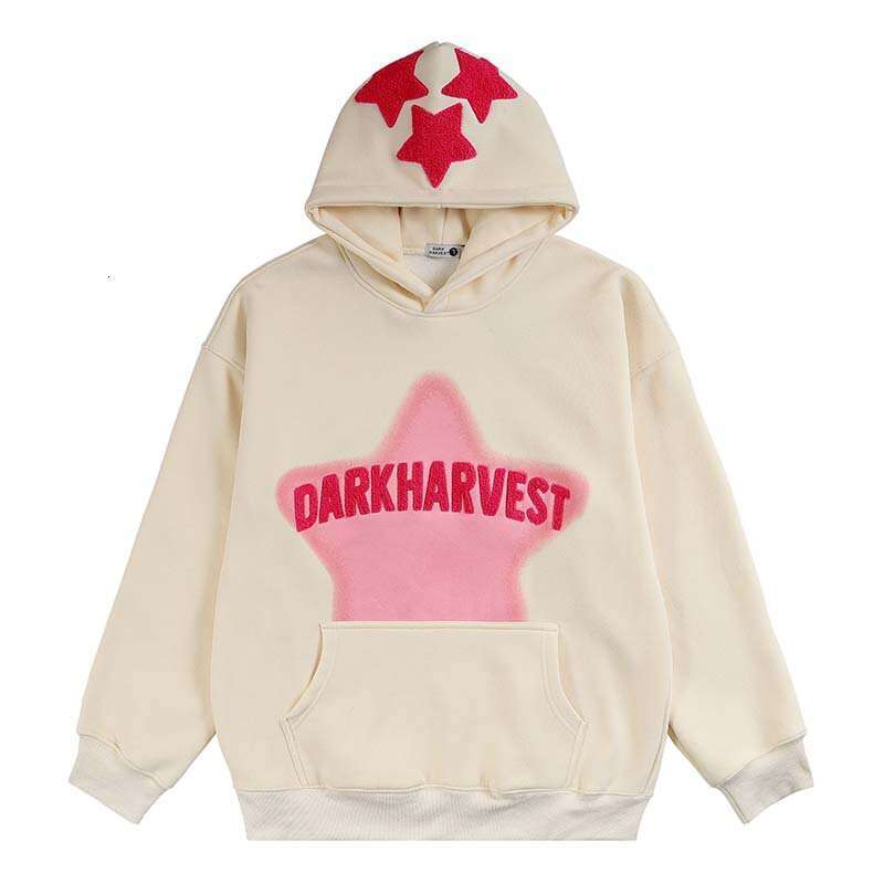 High Street American style fleece spray painted towel embroidered men's trendy brand loose niche design hoodie