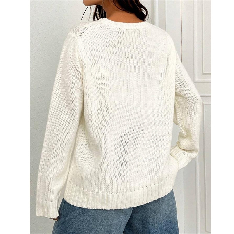 Womens American Flag Embroidery Sweater Long Sleeve Crewneck Star Sweatshirt Vintage Loose Fits Knit Pullover Jumper Tops 241220