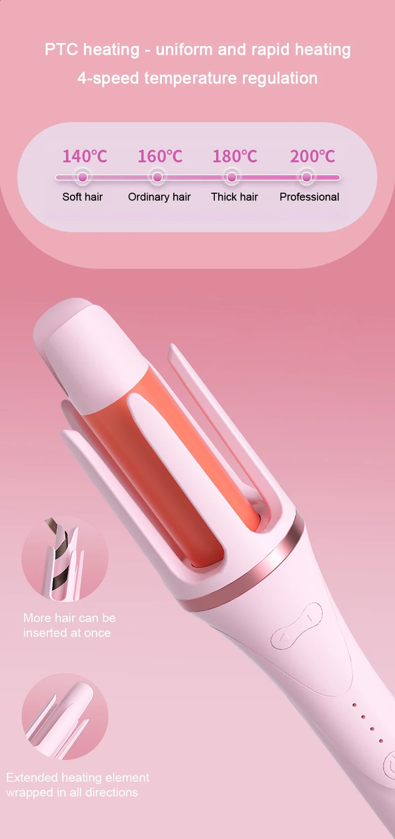 Automatic Curling Iron with Negative Ion for Smooth and Shiny Curls 32mm Ceramic Coating Auto Hair Curler Portable Home Travel 241223