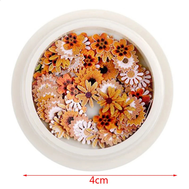 50 PcsBox Nail Art Charms Color Mixed Small Daisy Flower Rose Ultra Thin Wood Pulp Patch DIY Jewelry Accessories 241223