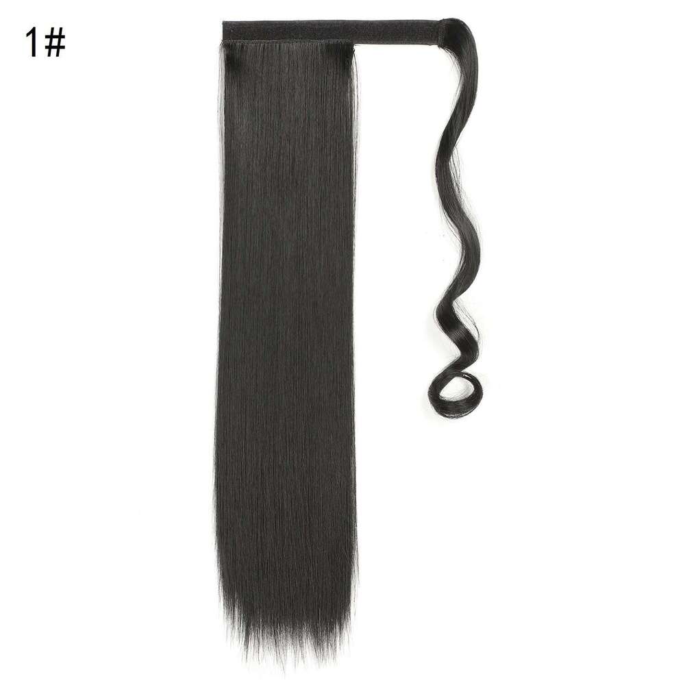 Medium Length Ponytail, Long Straight Hair, Velcro, Synthetic Wig, Ponytail Braid