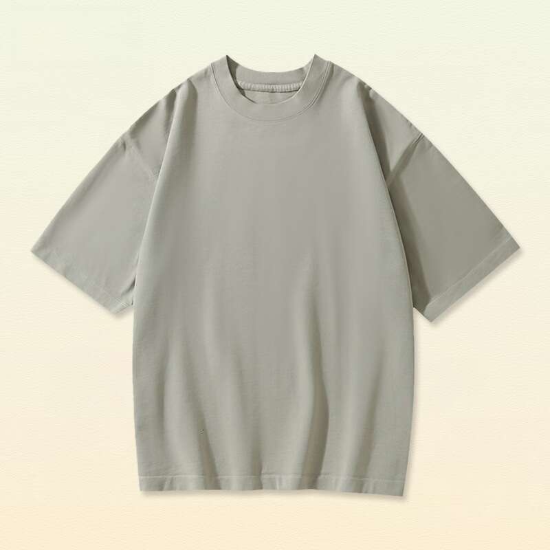 Men's Wear Loose Fitting Suit 330G Pure Cotton Double Yarn Short Sleeved T-Shirt Men, Loose Fit Plus Size, American Trendy Brand Casual Base Shir