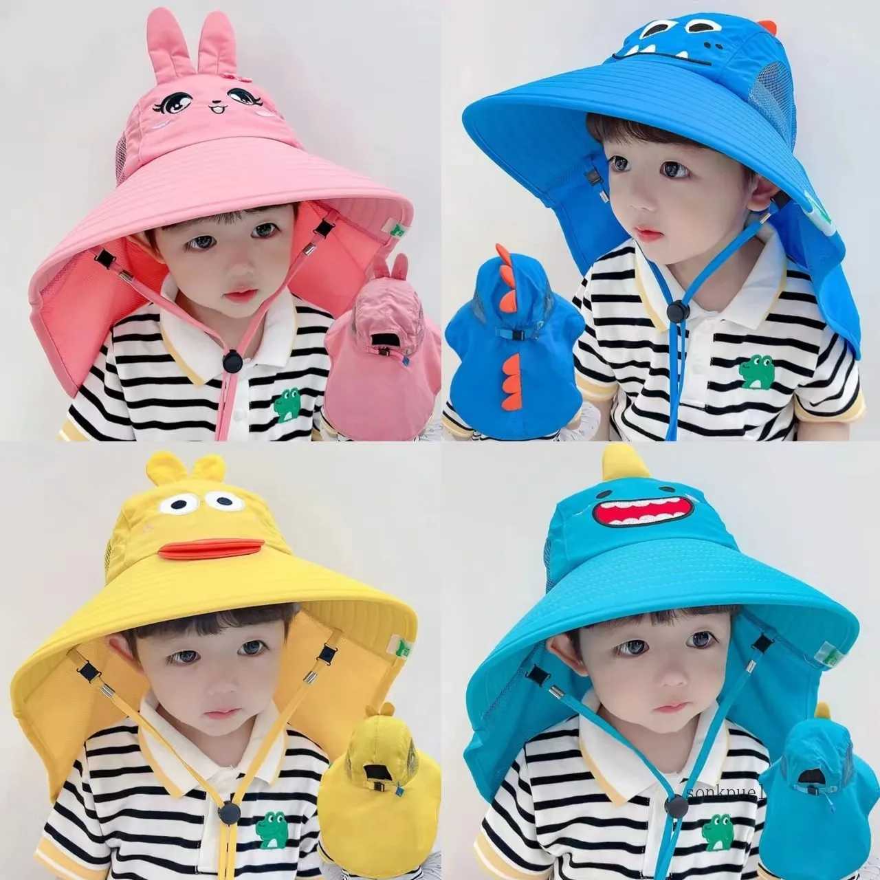 Caps Hats Outdoor childrens summer hats childrens sun hats neck earmuffs sun protection beach hats childrens boys and girls flip caps H241223