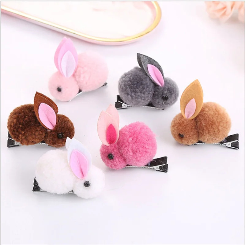 30pcs Children Girls Bunny Hair Clip Plush Cute Stuffed Rabbit Accessories Head Wear for Holiday Easter Day Gifts Halloween 241223