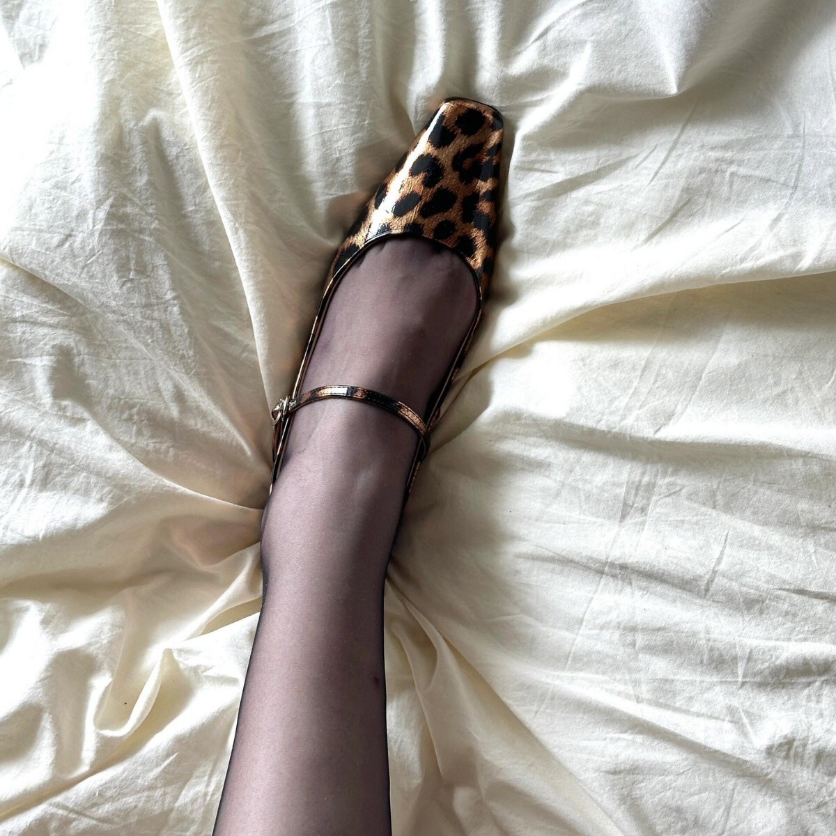 Sheepskin Edition~Autumn New Square Head Leopard Pattern Strap Mary Jane Women's Thick Heel Leather Single Shoes Women
