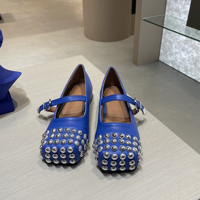 Sheepskin Edition~Niche Square Head Rivet Ballet For Women 2024 New Fashionable And Personalized Mary Jane Single Shoes