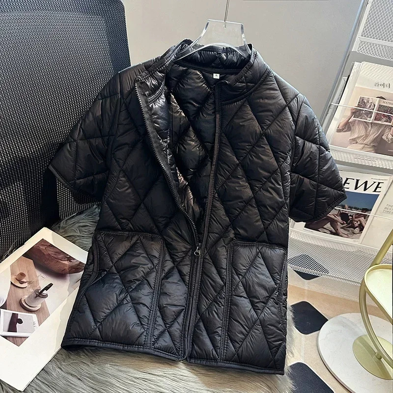 Cottonpadded Vest for Women Half Sleeve Waistcoat with Plus Size Down Jacket 241220