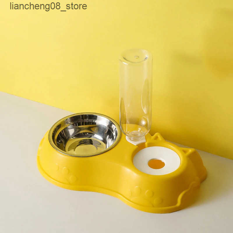 Dog Bowls Dishes Pet Cat Automatic Water Dog Cat Food with Drinking Raised Stand Double Dish Bowls for Cats Dogs Pet L240910