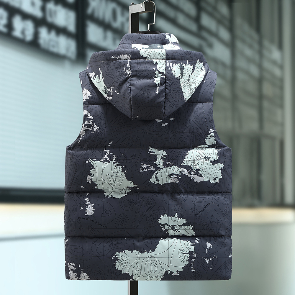 Large Size 8XL Mens Camouflage Thicken Winter Warm Sleeveless Jacket Male Fashion Casual Vest Waistcoat Men Working Clothes