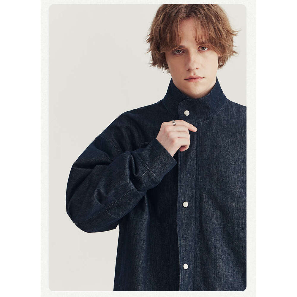 Men's Wear Autumn/Winter New Washed Denim for Men, Trendy, Rascal, Handsome, High End, Wide Pine Stand Collar Jacket