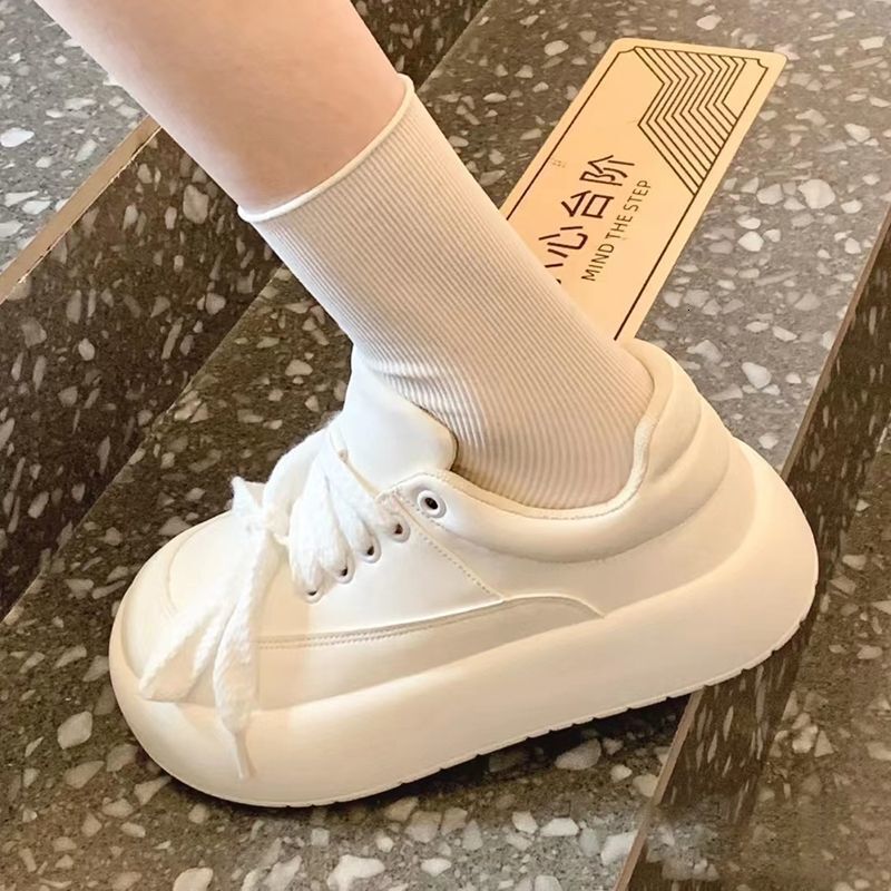 White Ddmywed Little Women S Doll Autumn New Item Leather Top Big Toe Bread Casual Thick Soled Board Shoes Lightweight And Comfortable Chinese Brand F