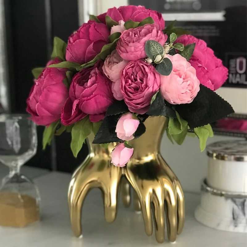 Silk Rose Peony Artificial Flower Beautiful Bouquet Used for Wedding Party Home Decoration Fake Flower M241223