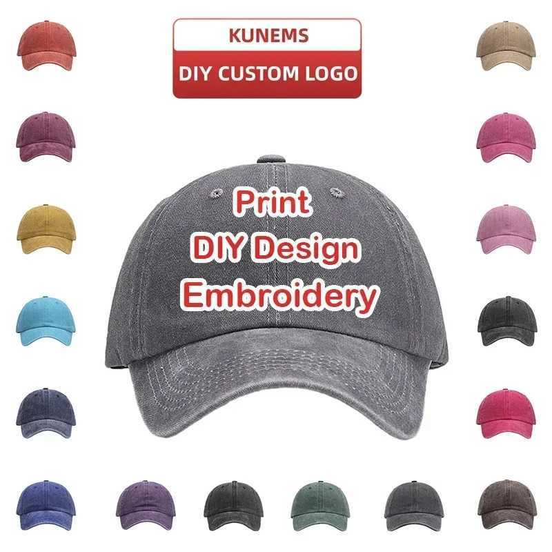 Caps Hats KUNEMS custom mens and womens baseball caps DIY design letter embroidery retro hat custom hat graphic printing wholesale H241223