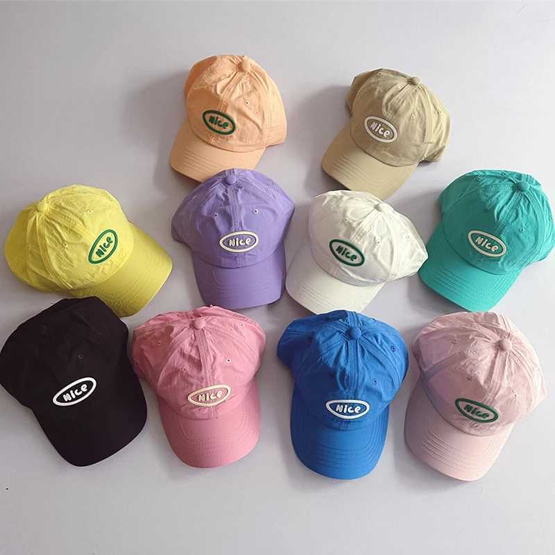 Caps Hats Candy Color childrens baseball cap quick drying summer baby girl boy cap casual letter childrens sports sun hat H241223