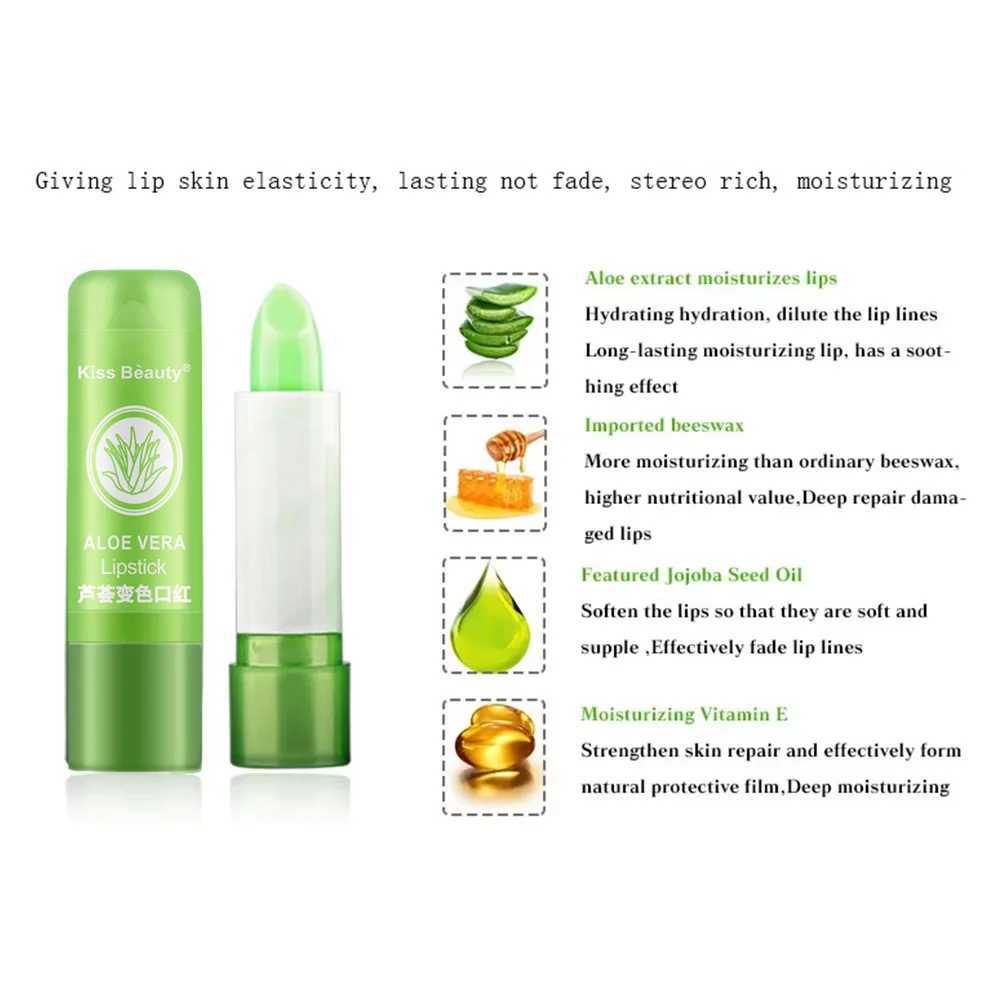 New Natural ALOE VERA Temperature Change Color Jelly Lipstick Long Lasting Moistourizing Lip Makeup Lip Balm Lip GlossXJ241223
