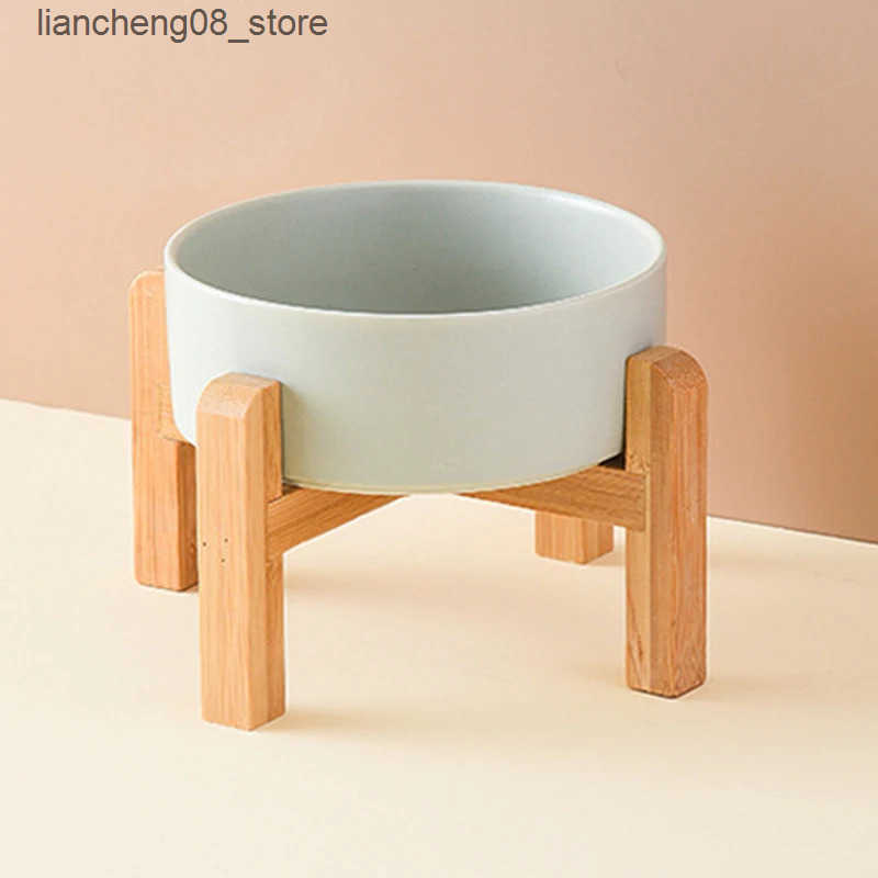 Dog Bowls Dishes 1800ml Big Dogs Double Ceramic Elevated Pet Food Water Feeders Small Medium Large Dog with Wooden Stand L240910