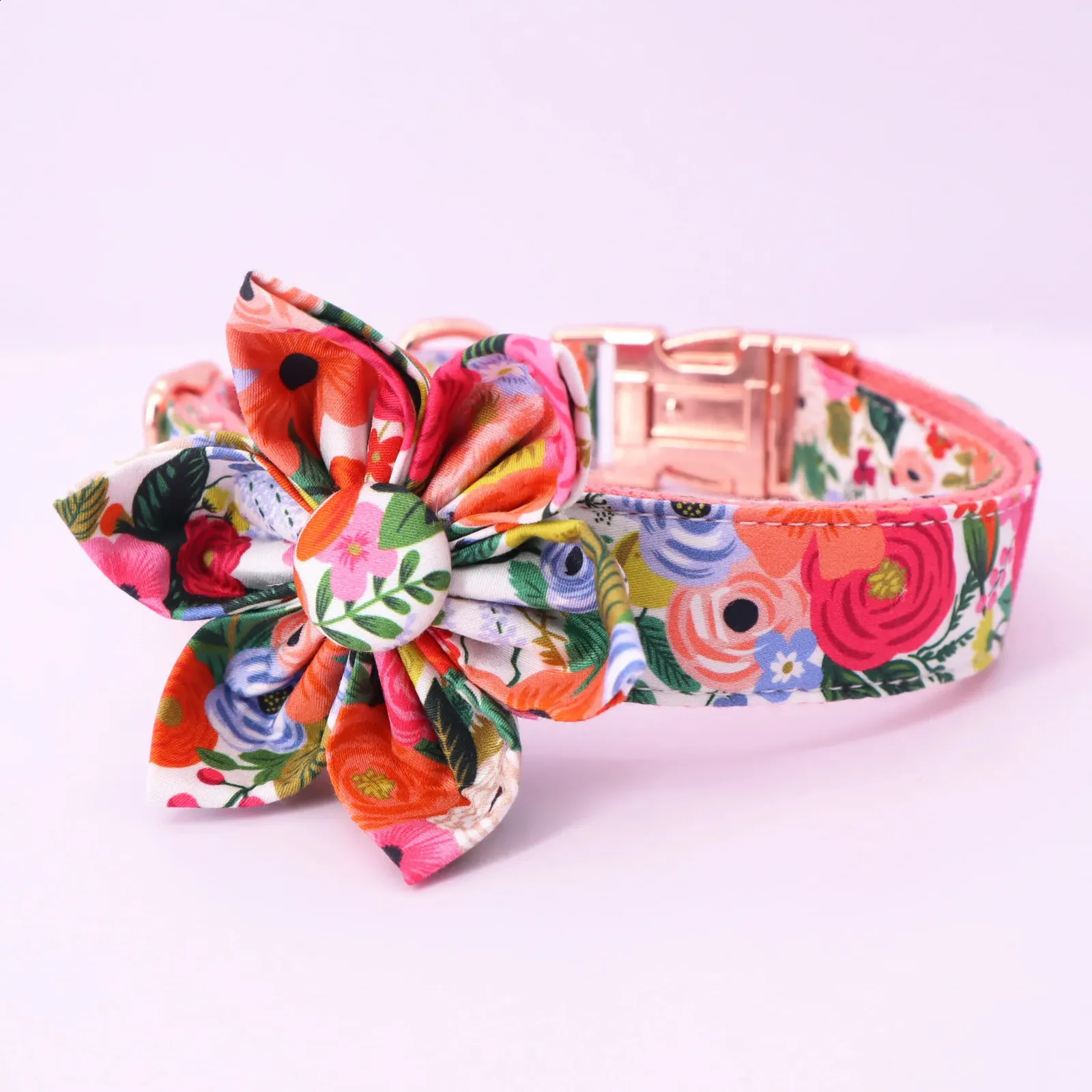 Classical Floral Dog Harness Collar Flower Matching leash Bandana Shampoo Bag with Personalized Name Telphone