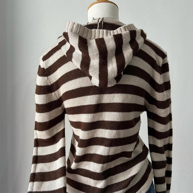 American retro Y2K womens casual knitted sweater sexy ultrathin chic fashion aesthetic Pullover Harajuku expression girl street clothing 241211