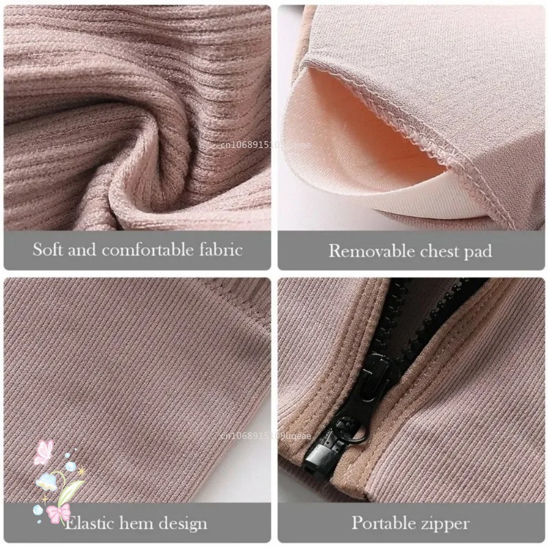 Seamless Bra Women's Tube Front Zipper Sexy Crop Tops Beauty Back V-neck Camisoles Push Up Gerie Sports Tank Top