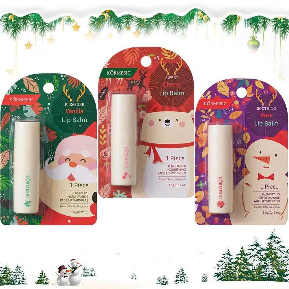Holiday lipstick Smooth Moisturizing lipstick Christmas Gift Moisturizing Coloring lipstick Care Christmas lipstick 3 Fruit FlavorW241223