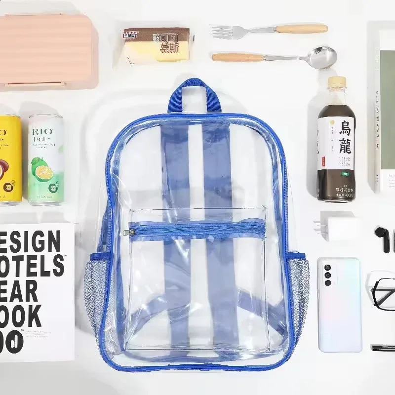 Backpack Waterproof Transparent School Bag Girl Large Capacity Backpack Solid Clear Backpack Men Fashion Transparent Plastic Bag 241223