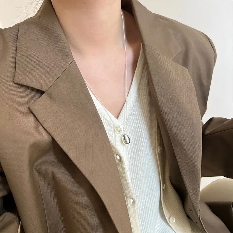 925 Sterling Silver Water Drop Sweater Chain Autumn and Winter Long Silver Necklace Simple Ins Blogger Model 241220