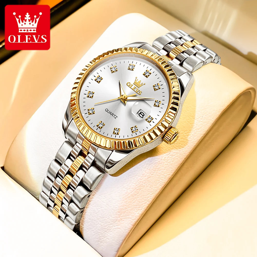 OLEVS 5526 Quartz Elegant Dress Wristwatch Luxury Stainless Steel Waterproof Watch For Women Date Display Original Woman Watches 241220