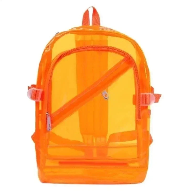 Fashion Transparent Backpack Waterproof PVC Clear Plastic Daily Mini Teenager Girls Notebook School Bag 241223