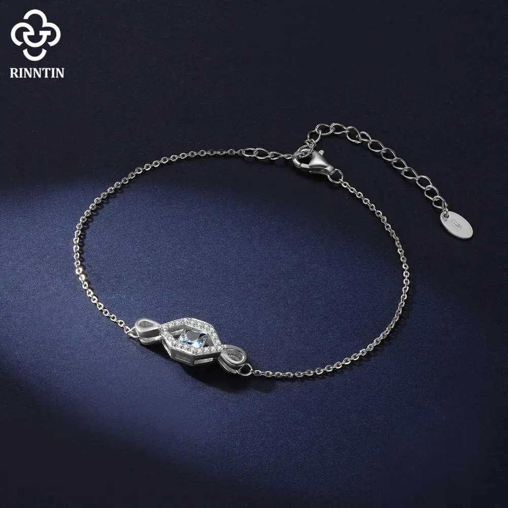Rinntin S925 Silver Cubic Zircon Chain Bracelets For Women Fashion Endless Love Bracelet on Hand Anniversary Gift Jewelry SB178 241214