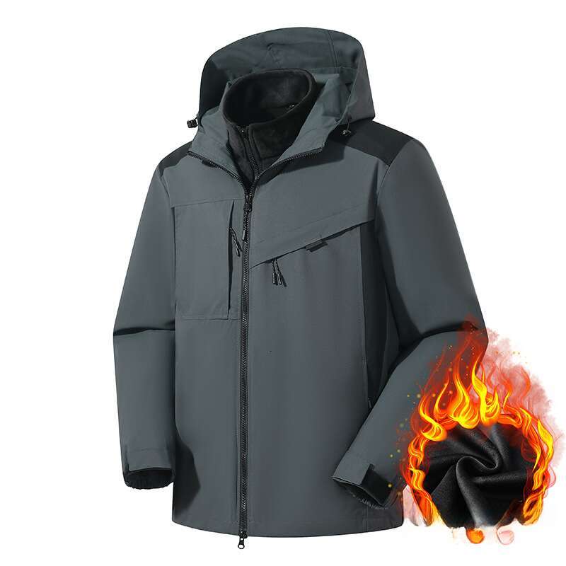Live streaming waterproof windproof outdoor three in one jacket for men and women, two-piece jacket, silver fox fur