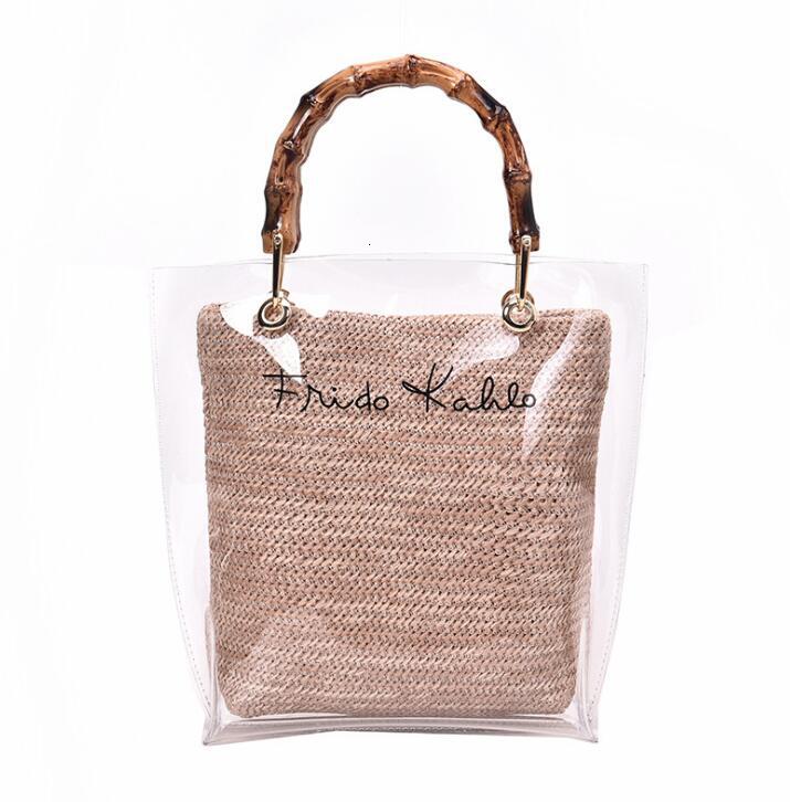 Summer Transparent Small Square Bamboo Festival Handlebar Seaside Wind Beach Single Shoulder Messenger Women's Bag