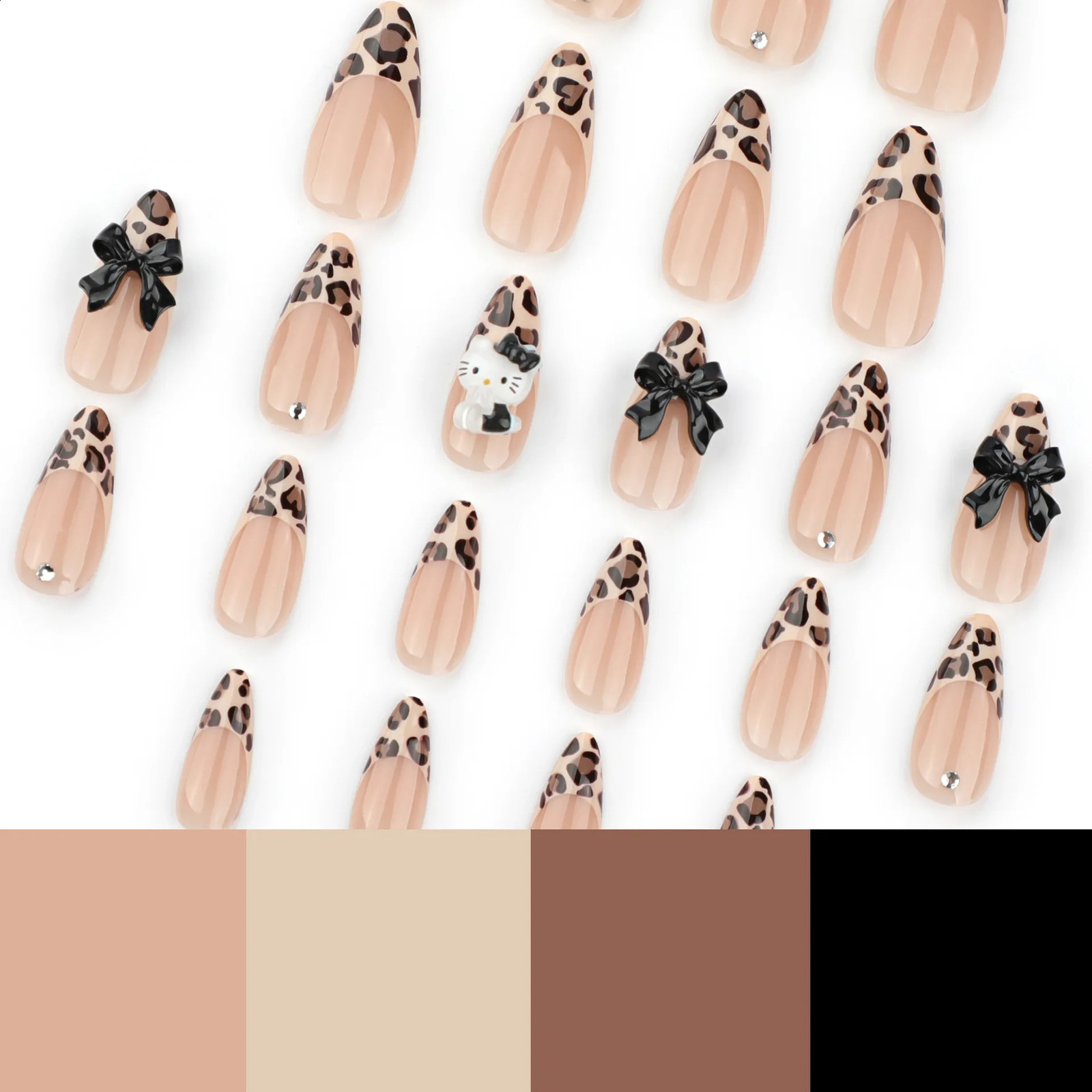 24Pcs Long Fake Acrylic Press On Nails Set Removable Wearing False Nails Tips Decorated Artificial Realistic Nail Art Supplies 241223