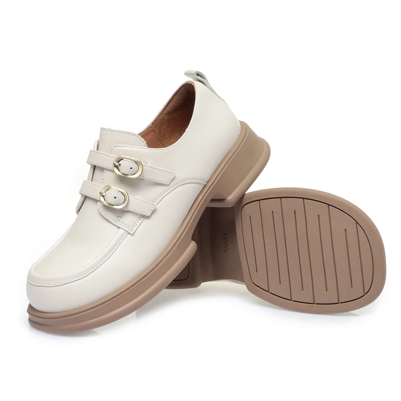 AIYUQI Loafer Shoes Women British Style Double Buckle Platform Women Spring Shoes Fashion Genuine Leather Women's Shoes