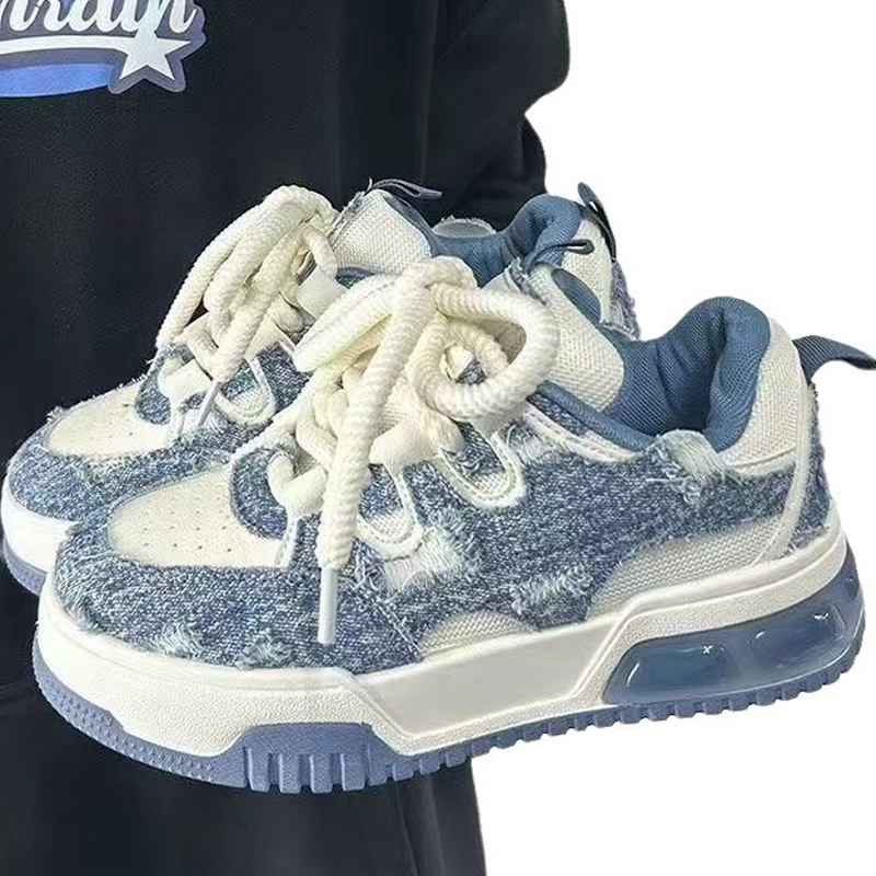 2025 autumn new sports and leisure blue thick soled student small white shoes for women hundred board shoes fashion casual