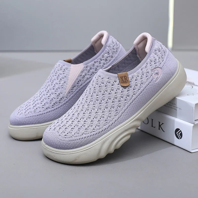2025 New Women's Vulcanized Autumn Round Head Flat Shoes Mesh Breathable Women's Fishing Shoes Platform Casual Sports Shoes Trendy Casual Sh
