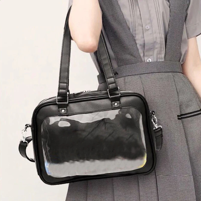 Transparent Single Shoulder Bag Women Simple Doll Storage Handheld Pain Bag PU Soft Girl Pack Cute Waterproof Handbag 241223