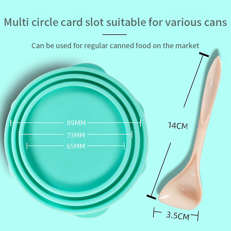 Ddmysat Portable Silicone Cat Canned Lid In Food Sealer Spoon Pet Cover Storage Fresh Keeping Lids Bowl Dog Accessories