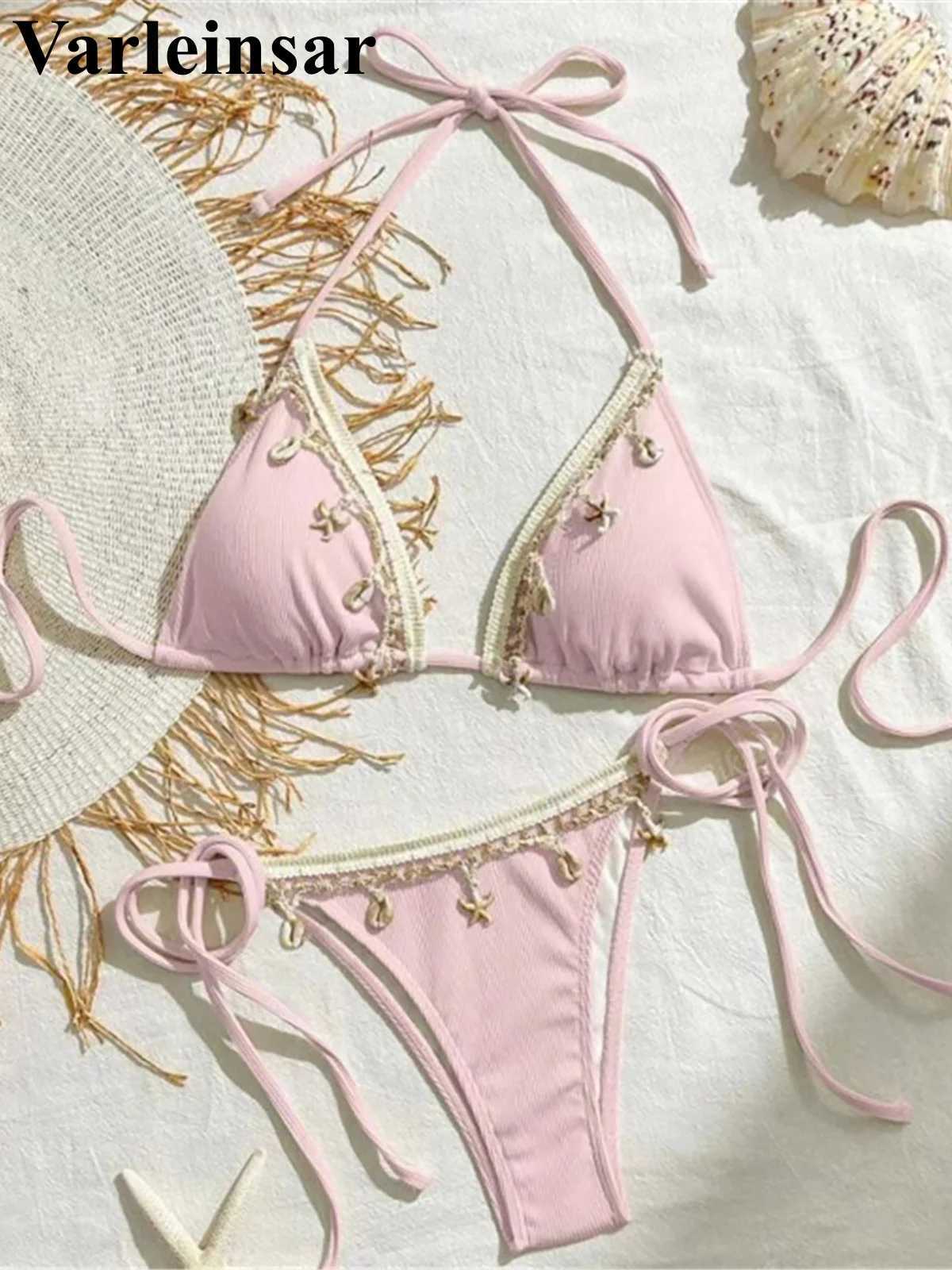 New Splicing Halter Strappy Brazilian Bikini Women Swimwear Female Swimsuit Two-pieces Bikini set Bather Bathing Suit Swim V6024XJ241223