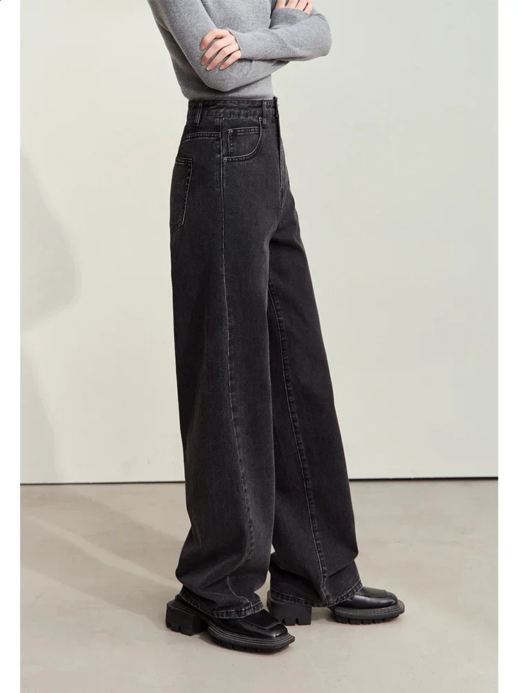 Amii Minimalism Womens Jeans Autumn Casual Cotton Denim Pants Retro Trendy Loose Straight Wide-leg Trousers 12443249 241220