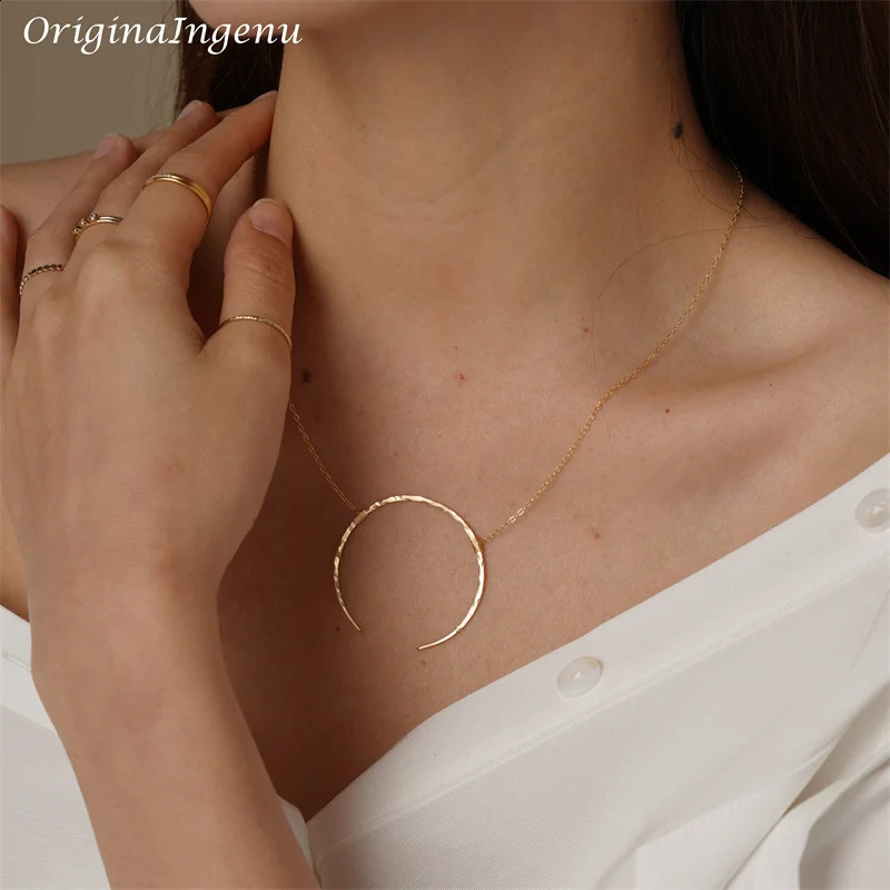 Hammered Gold Moon Necklaces Handmade Jewelry Gold Filled/925 Silver Pendant Vintage Choker Kolye Jewelry Women Boho Necklace 241220