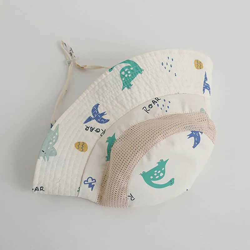 Caps Hats Cartoon childrens bucket hat cotton spring summer baby hat beach travel childrens sun hat girl boy accessories 2-6Y H241223