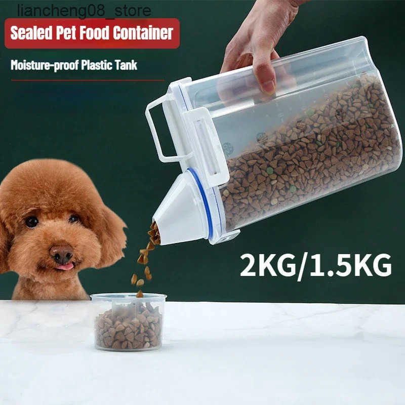 Dog Bowls Dishes Cat Dog Food Storage Container Sealed Moisture-proof Plastic Tank Pet Food Container with Lids Sealing Box Kitchen Grain Boxes L24091