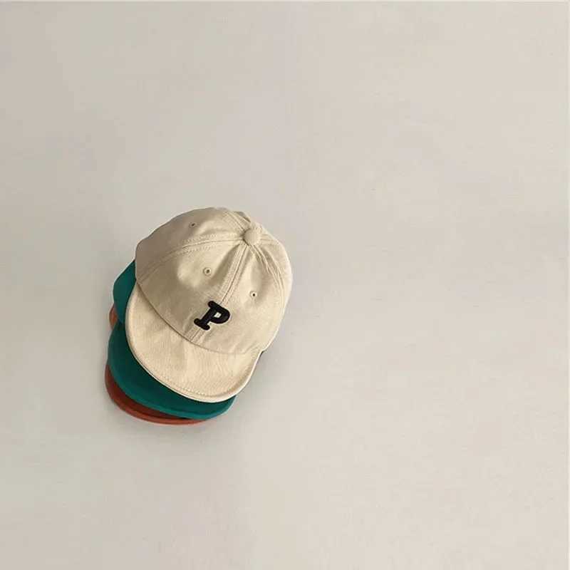 Caps Hats Letter C/P Baby Baseball Hat Summer Soft Cotton Baby Baseball Hat Solid Color Adjustable Preschool Sun Hat H241223