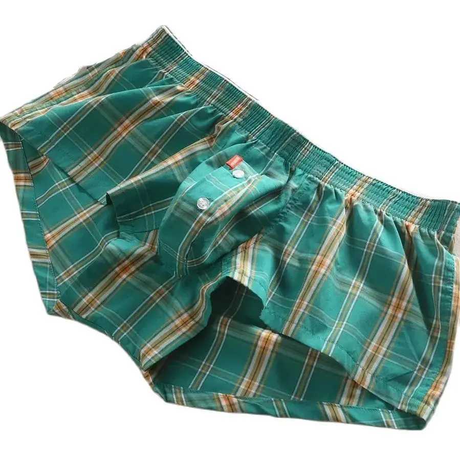 Seobean mens sexy jacket short sleeved home comfortable plaid dress long socks W241223